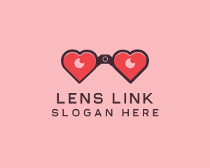 Heart Binocular Lens logo design