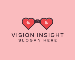 Heart Binocular Lens logo design