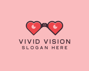 Heart Binocular Lens logo design