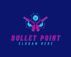 Neon Revolver Gunshot logo design