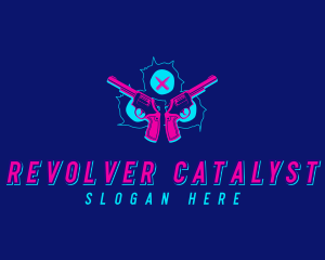 Neon Revolver Gunshot logo