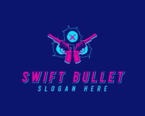 Neon Revolver Gunshot logo design