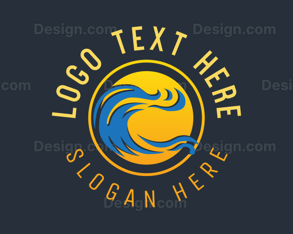 Sunset Wave Surfing Logo