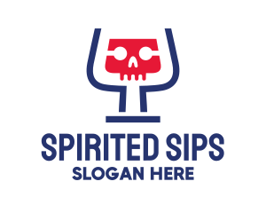 Cocktail Glass Skull logo design