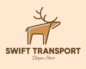 Brown Reindeer Deer logo design