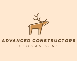 Brown Reindeer Deer logo design