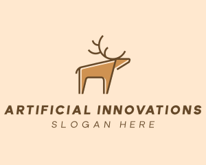 Brown Reindeer Deer logo design