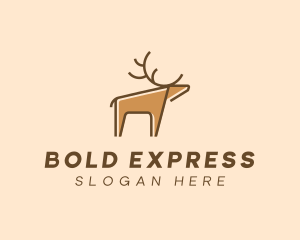 Brown Reindeer Deer logo design