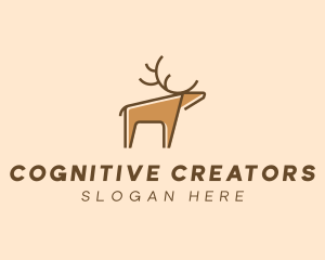 Brown Reindeer Deer logo design