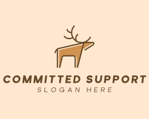 Brown Reindeer Deer logo design