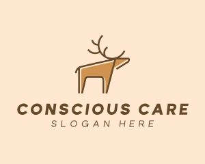 Brown Reindeer Deer logo design