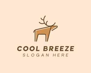 Brown Reindeer Deer logo design