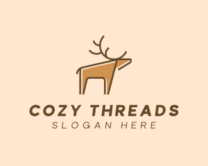 Brown Reindeer Deer logo design