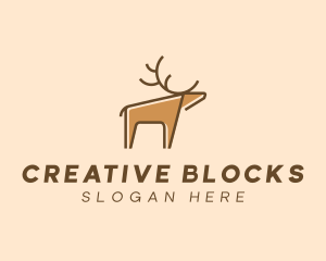 Brown Reindeer Deer logo design