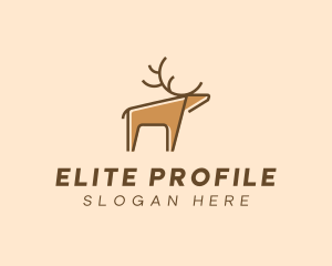 Brown Reindeer Deer logo design