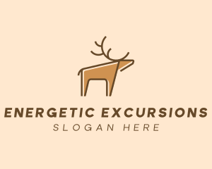 Brown Reindeer Deer logo design