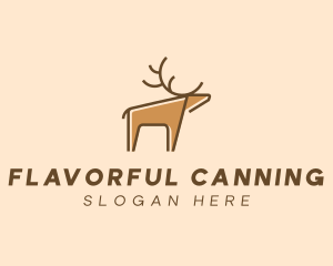 Brown Reindeer Deer logo design