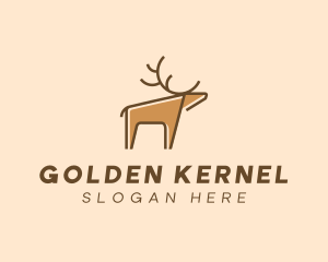 Brown Reindeer Deer logo design