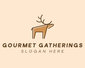 Brown Reindeer Deer logo design