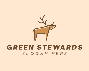 Brown Reindeer Deer logo design