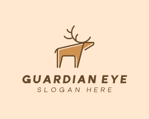 Brown Reindeer Deer logo design