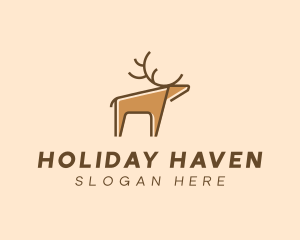 Brown Reindeer Deer logo design