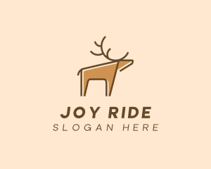 Brown Reindeer Deer logo design