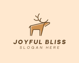 Brown Reindeer Deer logo design