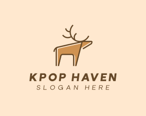 Brown Reindeer Deer logo design