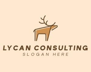 Brown Reindeer Deer logo design