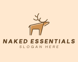 Brown Reindeer Deer logo design