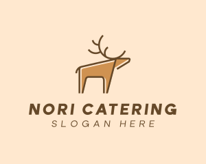 Brown Reindeer Deer logo design