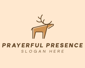 Brown Reindeer Deer logo design