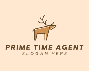 Brown Reindeer Deer logo design