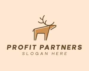 Brown Reindeer Deer logo design