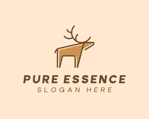 Brown Reindeer Deer logo design