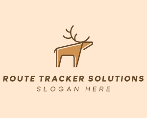 Brown Reindeer Deer logo design