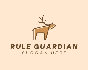 Brown Reindeer Deer logo design