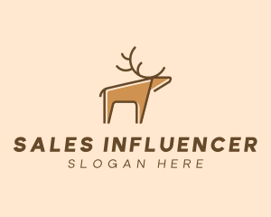 Brown Reindeer Deer logo design