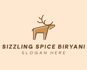 Brown Reindeer Deer logo design