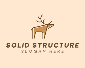 Brown Reindeer Deer logo design