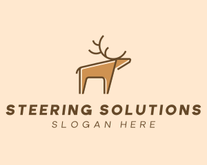 Brown Reindeer Deer logo design