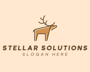 Brown Reindeer Deer logo design