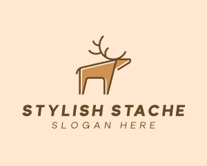 Brown Reindeer Deer logo design