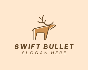 Brown Reindeer Deer logo design