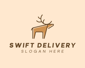 Brown Reindeer Deer logo design