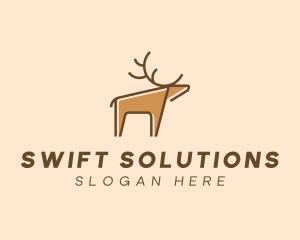 Brown Reindeer Deer logo design