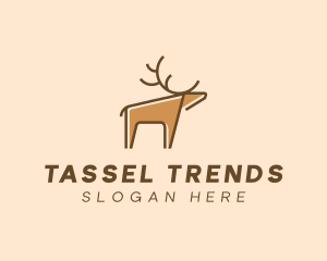 Brown Reindeer Deer logo design