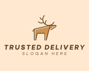 Brown Reindeer Deer logo design