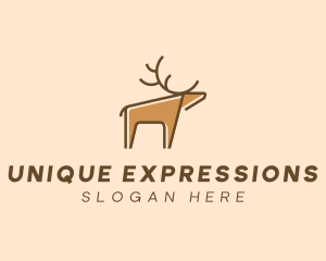 Brown Reindeer Deer logo design